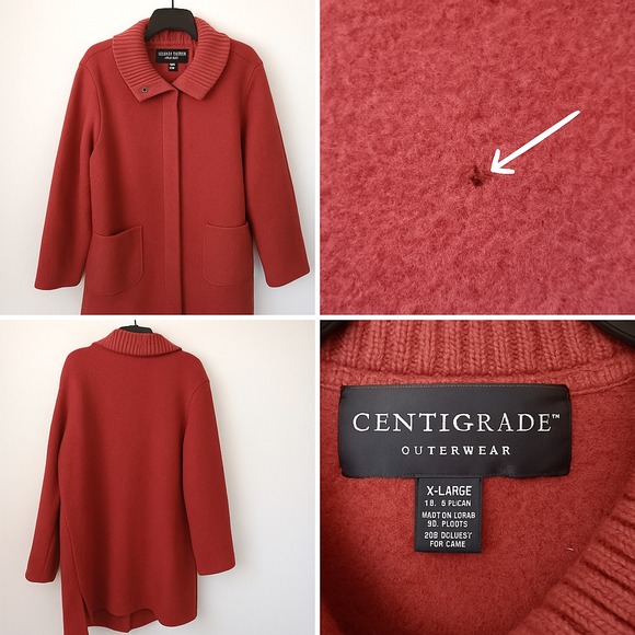 Centigrade Outerwear Women Sz XL Deep Rust 100% Wool Sweater Coat Timeless READ - Picture 1 of 11